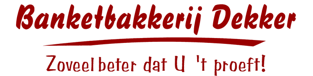 Tekst uit logo: Banketbakkerij Dekker, zoveel beter dat u 't proeft!